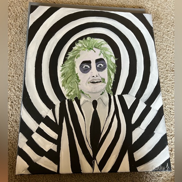 Tim Burton’s BeetleJuice Michael Keaton Acrylic Painting...